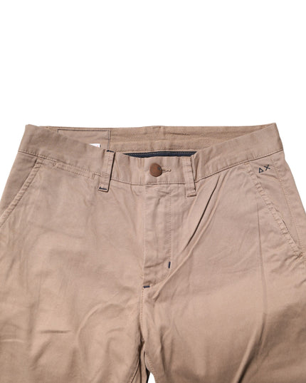Sun68 Beige Cotton Mid Waist Straight Men Chino Trouser Pants