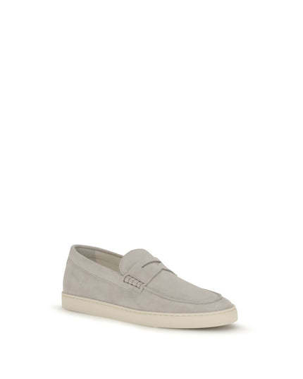 Brunello Cucinelli Beige Calf Leather Bos Taurus Slip-On Loafers