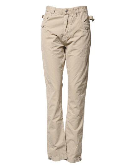 Daniele Alessandrini Beige Cotton Mid Waist Straight Men Denim Jeans