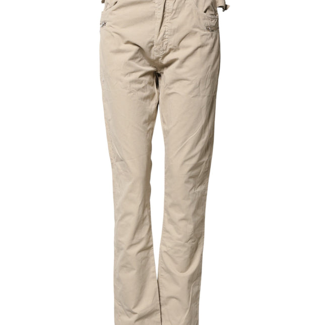Daniele Alessandrini Beige Cotton Mid Waist Straight Men Denim Jeans