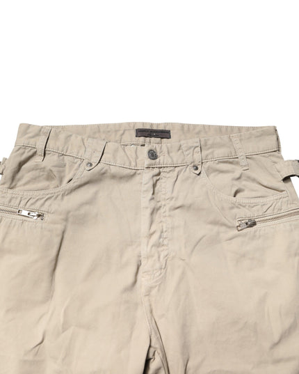 Daniele Alessandrini Beige Cotton Mid Waist Straight Men Denim Jeans