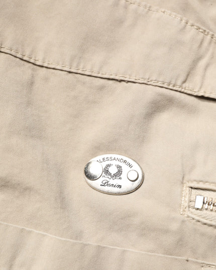 Daniele Alessandrini Beige Cotton Mid Waist Straight Men Denim Jeans