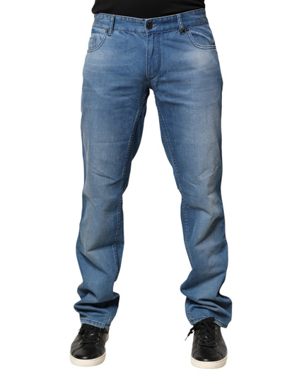 Verri Blue Washed Cotton Skinny Fit Men Denim Trouser Jeans