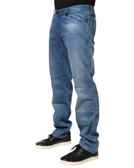 Verri Blue Washed Cotton Skinny Fit Men Denim Trouser Jeans