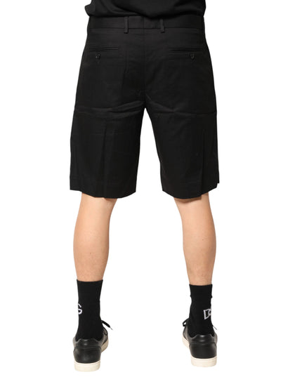 Dolce & Gabbana Black Cotton Stretch Mid Wasit Bermuda Shorts