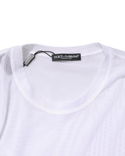 Dolce & Gabbana White Nylon Long Sleeves Crewneck T-Shirt
