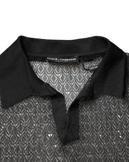 Dolce & Gabbana Black Sheer Short Sleeves Casual Polo  Top