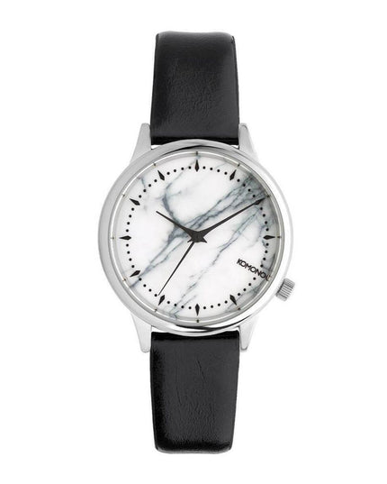 Komono Black Leather Dress Watch