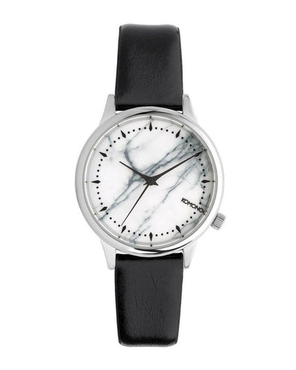 Komono Black Leather Dress Watch