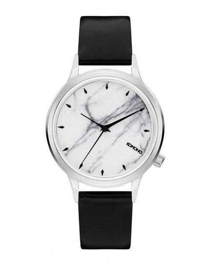 Komono Black Leather Dress Watch