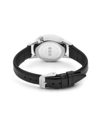 Komono Black Leather Dress Watch