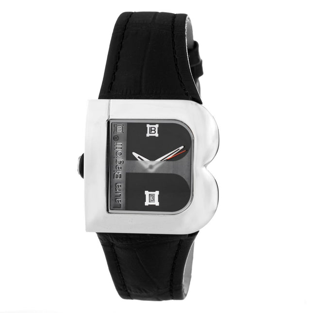Laura Biagiotti Black Leather Dress Watch