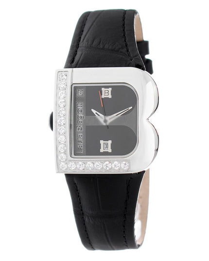 Laura Biagiotti Black Leather Dress Watch