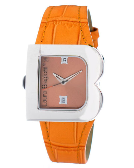 Laura Biagiotti Orange Leather Dress Watch