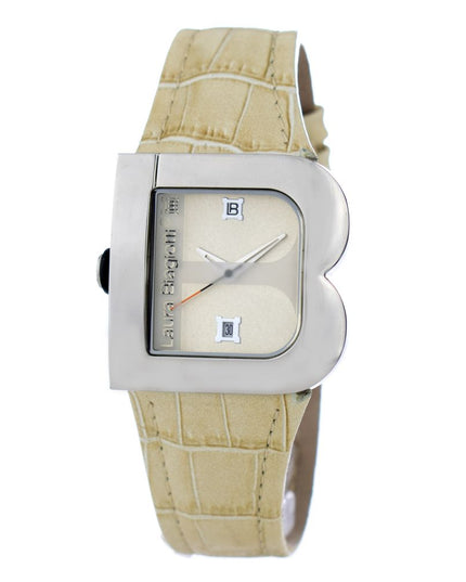 Laura Biagiotti Beige Leather Dress Watch