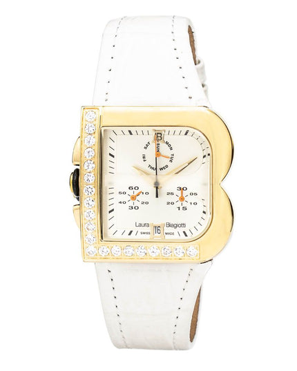 Laura Biagiotti White Leather Dress Watch