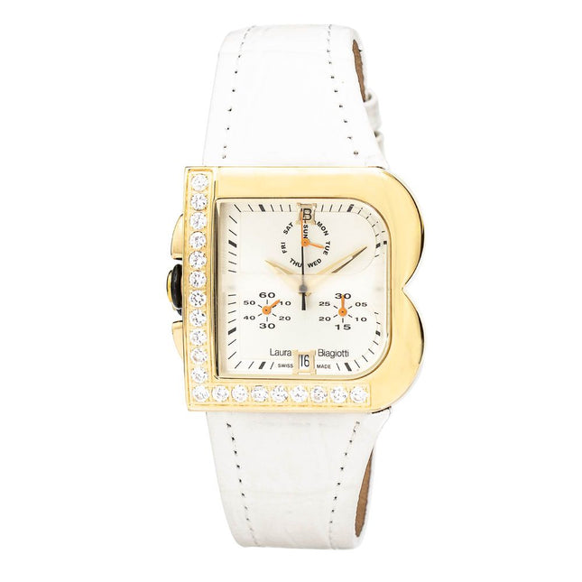 Laura Biagiotti White Leather Dress Watch