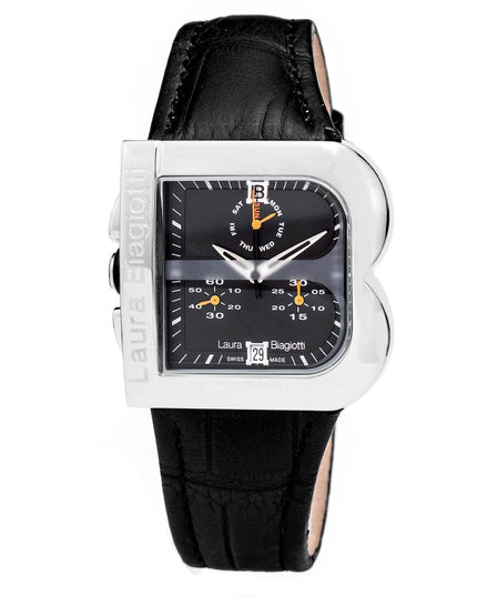 Laura Biagiotti Black Leather Dress Watch
