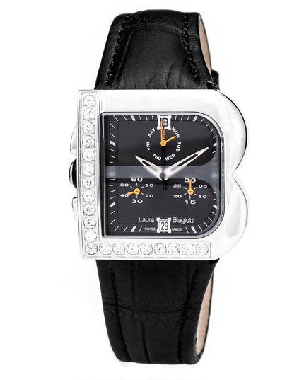 Laura Biagiotti Black Leather Dress Watch