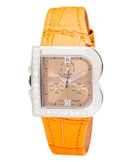 Laura Biagiotti Orange Leather Dress Watch