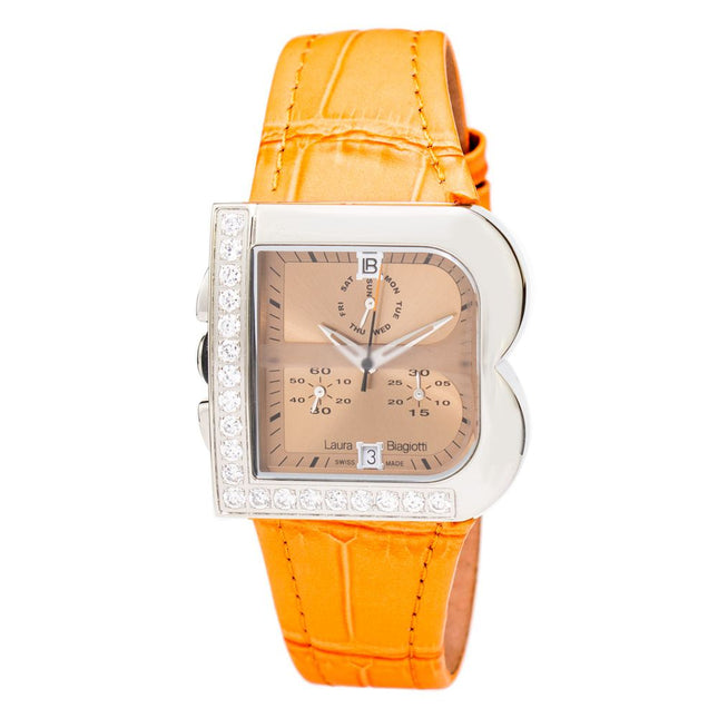 Laura Biagiotti Orange Leather Dress Watch
