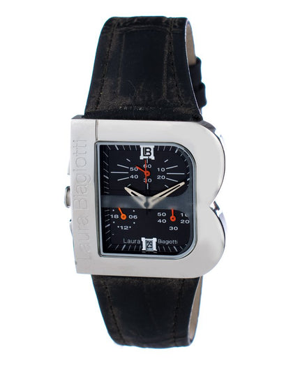 Laura Biagiotti Black Leather Dress Watch