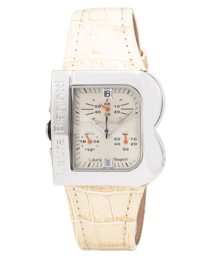 Laura Biagiotti Beige Leather Dress Watch