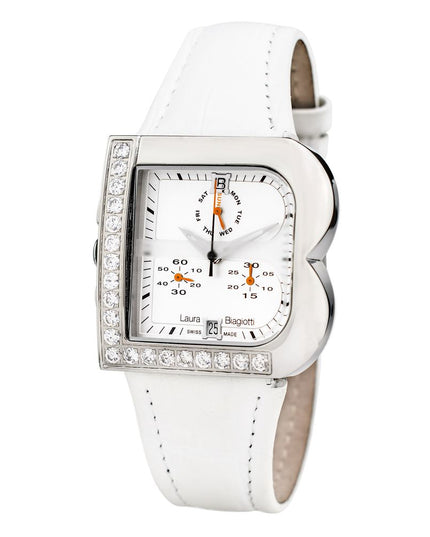 Laura Biagiotti White Leather Dress Watch