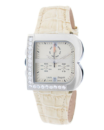 Laura Biagiotti Cream Leather Dress Watch