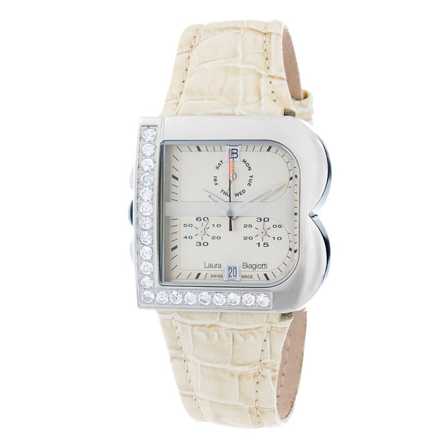 Laura Biagiotti Cream Leather Dress Watch