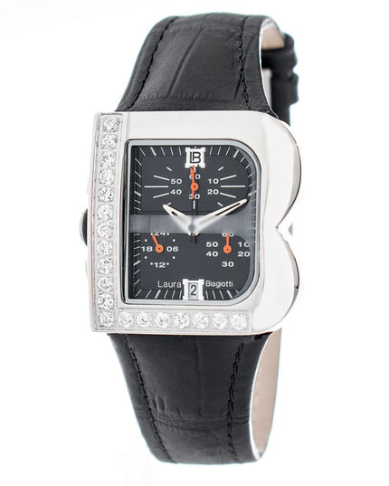 Laura Biagiotti Black Leather Dress Watch