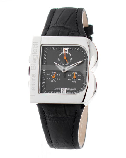 Laura Biagiotti Black Leather Dress Watch
