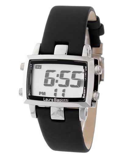 Laura Biagiotti Black Leather Digital Watch