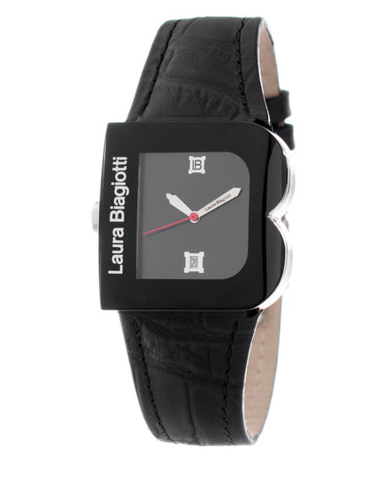 Laura Biagiotti Black Leather Dress Watch