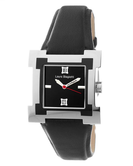 Laura Biagiotti Black Leather Dress Watch