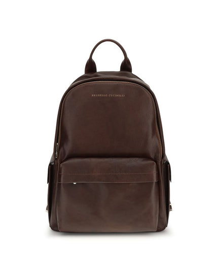 Brunello Cucinelli Brown Calf Leather Bos Taurus Backpack