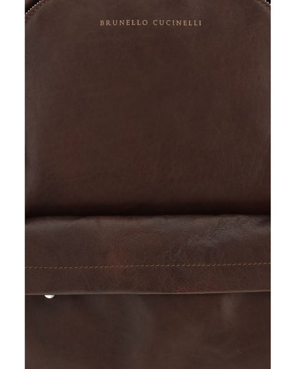 Brunello Cucinelli Brown Calf Leather Bos Taurus Backpack