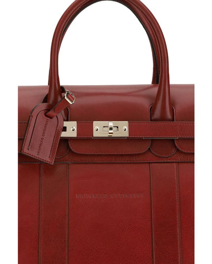 Brunello Cucinelli Bordeaux Calf Leather Bos Taurus Luggage And Travel