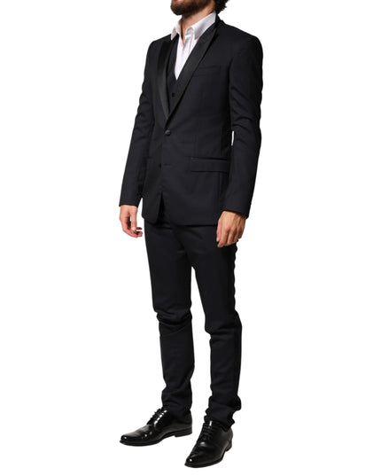 Dolce & Gabbana Black Wool Single Breasted 3 Piece Men Suit