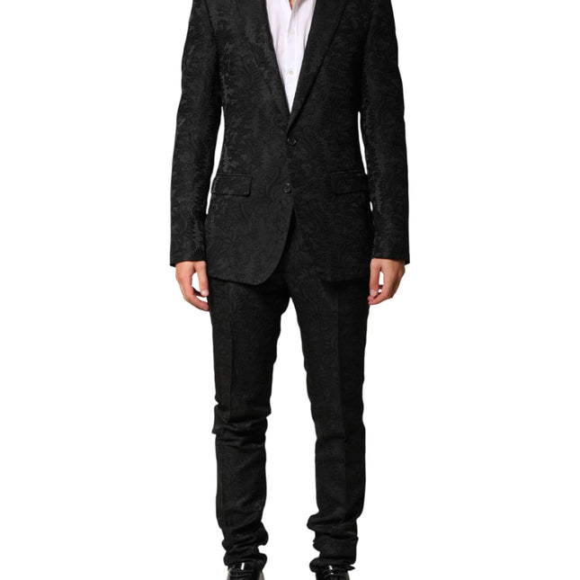 Dolce & Gabbana Black Brocade Single Breasted 2 Piece Suit
