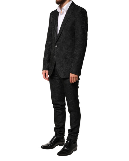 Dolce & Gabbana Black Brocade Single Breasted 2 Piece Suit