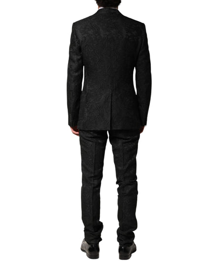 Dolce & Gabbana Black Brocade Single Breasted 2 Piece Suit
