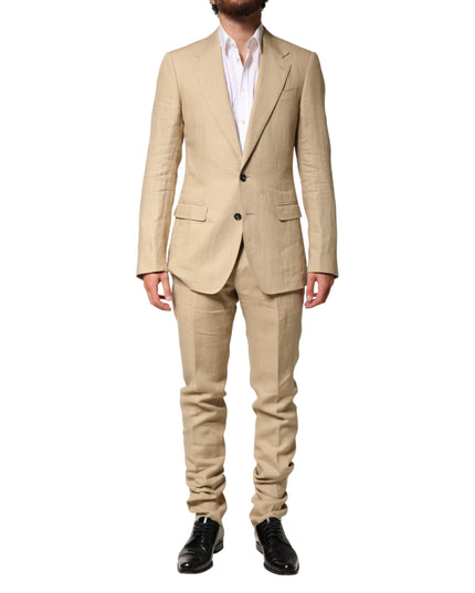 Dolce & Gabbana Beige Linen Single Breasted 2 Piece Suit