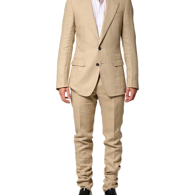 Dolce & Gabbana Beige Linen Single Breasted 2 Piece Suit