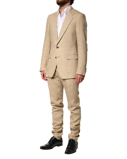 Dolce & Gabbana Beige Linen Single Breasted 2 Piece Suit