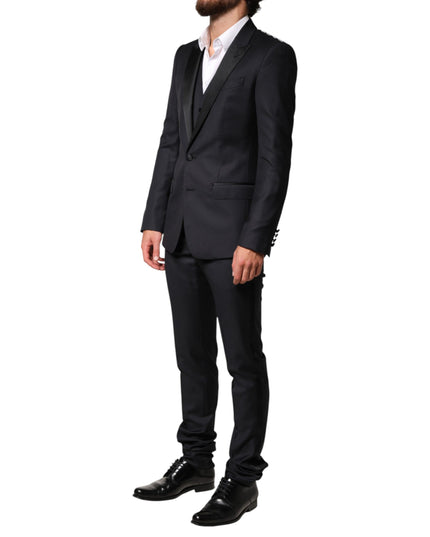 Dolce & Gabbana Black Wool Single Breasted 3 Piece Men Suit