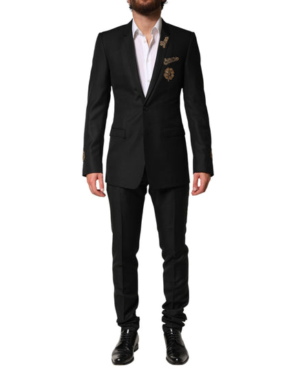 Dolce & Gabbana Black Embellished Single Breasted 2 Pc Suit