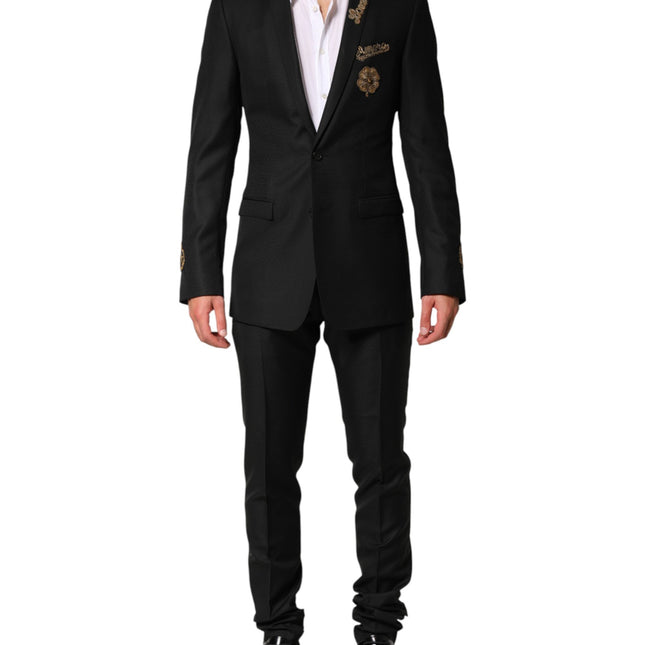 Dolce & Gabbana Black Embellished Single Breasted 2 Pc Suit