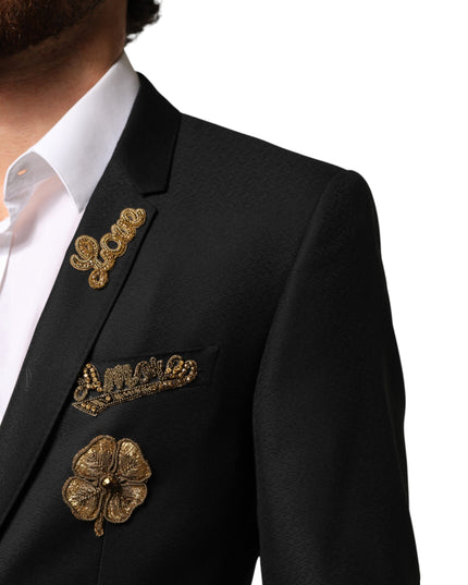 Dolce & Gabbana Black Embellished Single Breasted 2 Pc Suit