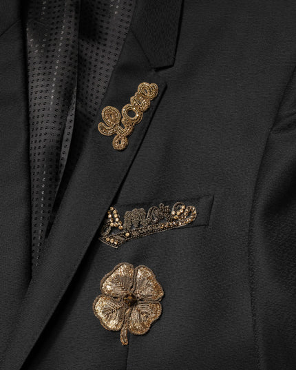 Dolce & Gabbana Black Embellished Single Breasted 2 Pc Suit